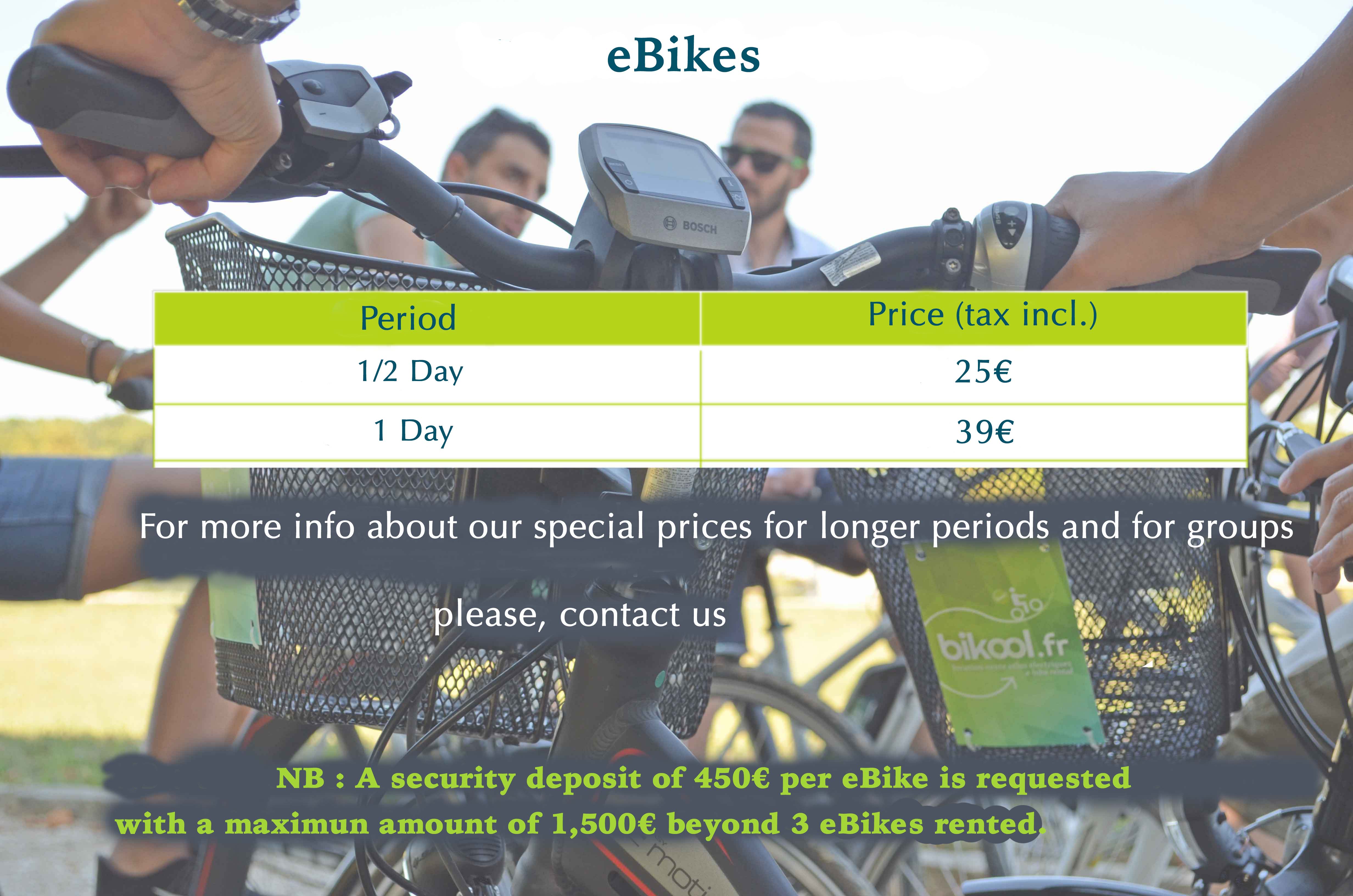 eBikes rental fees